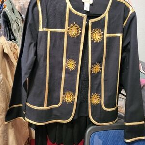 Black Jacket with Gold Trim & Jewel Embellishments